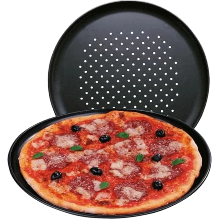 EUROHOME Pizzablech Ofenbackblech rund - Pizzaform - Pizzapfanne - Ofen Form - Backform, Karbonstahl, (1-St, Pizza Backblech Ø 33 cm), Pizzabackblech antihaft - hitzebeständig – Bild 1