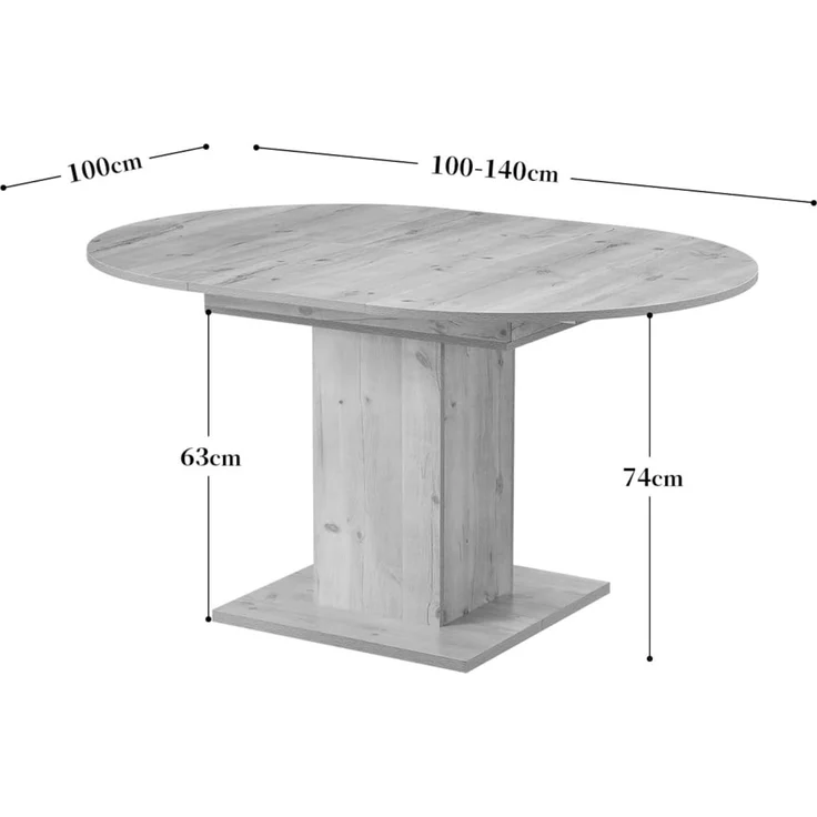 B&D home Säulen-Esstisch WIM, rund, ausziehbar, 100-140cm – Bild 3