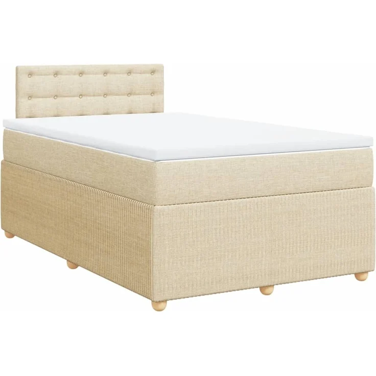 vidaXL Boxspringbett mit Matratze Creme 120x200 cm Stoff 3289742 – Bild 3