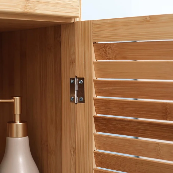 Kleankin Badkommode aus Bambus, mit Schublade, drei Ablagen, offenes Fach (Badezimmerschrank, 1 St, Badezimmermöbel), für Badezimmer, 32 x 30 x 163 cm Naturholz – Bild 9