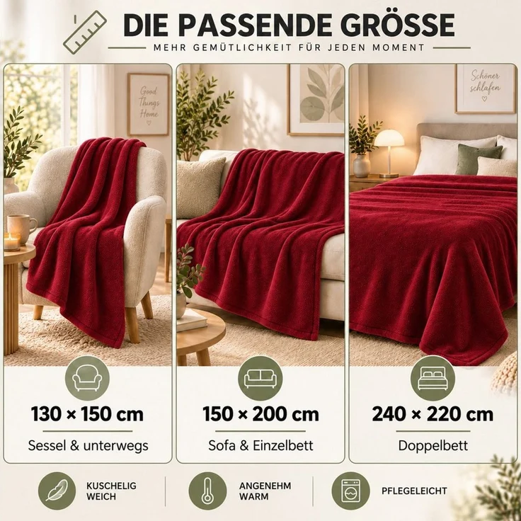 Wohndecke Kuscheldecke 260 g/m², flauschige Wohndecke, Fleecedecke, Oeko-Tex, Komfortec – Bild 2