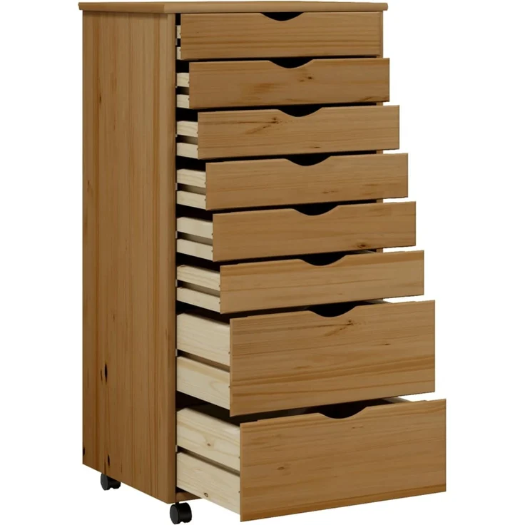 vidaXL Rollschrank mit Schubladen MOSS Honigbraun Massivholz Kiefer 355897 – Bild 3