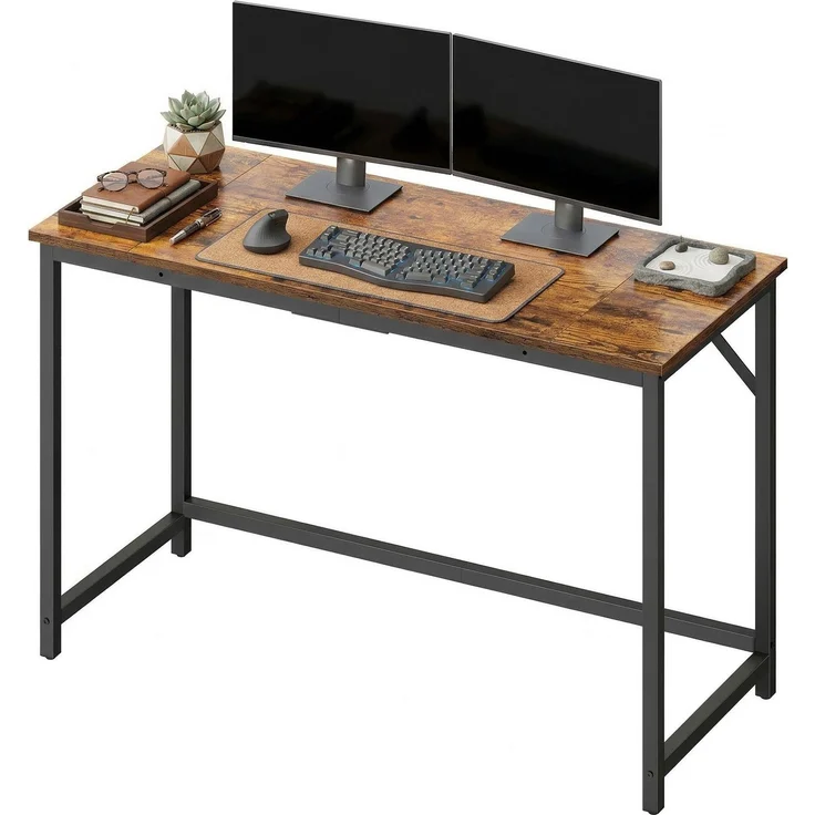 VASAGLE VASAGLE Tisch für Homeoffice, stabiler Computertisch, leichter Aufbau, Vintagebraun und Tintenschwarz – Bild 1
