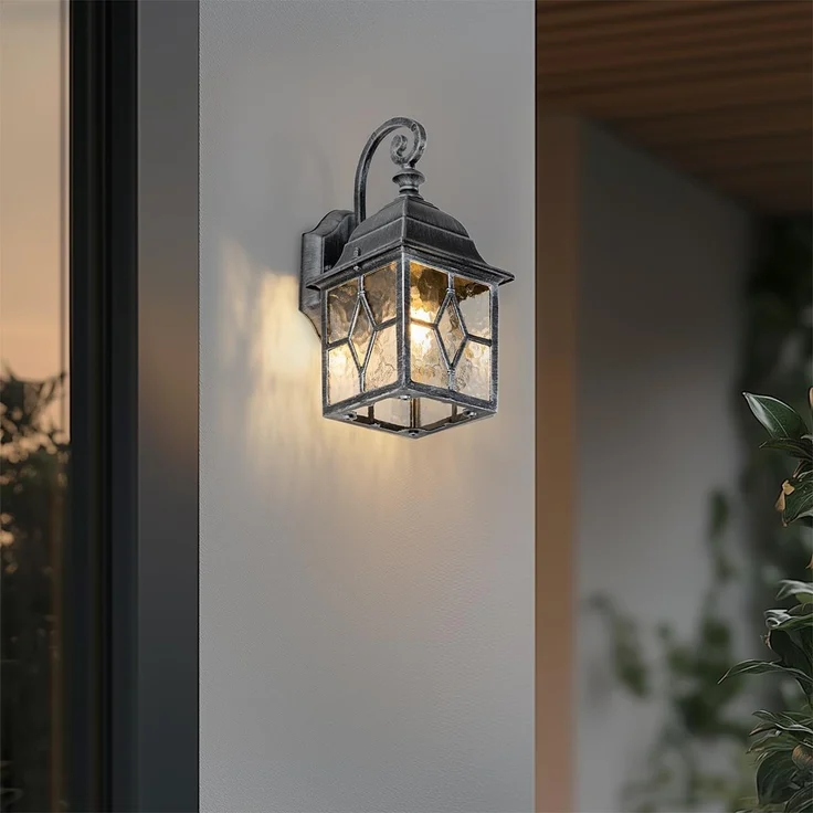 Qazqa Außen-Wandleuchte London, ohne Leuchtmittel, E27, Silber, Landhaus, Aluminium, 1-flammig – Bild 2