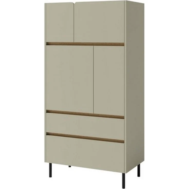 Beautysofa Kommode LICO mit 2 Schubladen, 4 Türen, 6 Regalböden (grifflos ideal für Jugendzimmer, Wohnzimmer, Büro, stabiles Corps aus laminierter Platte), moderne Farben Sandbeige oder Eukalyptus – Bild 4