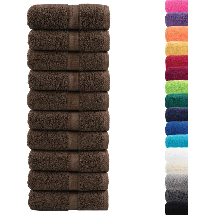 vidaXL Premium-Waschtücher SOLUND 10 Stk. Braun 30x30 cm 600 g/m² 137229