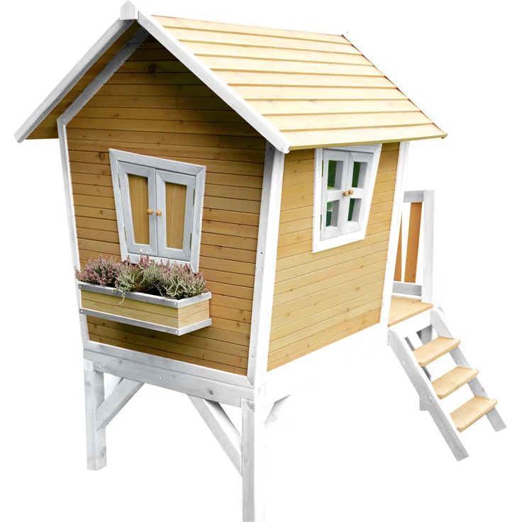AXI Spielhaus Robin mit roter Rutsche Stelzenhaus in Braun & Weiß aus FSC Holz für Kinder | Braun, weiß, Rot | Holz | 177 cm – Bild 6
