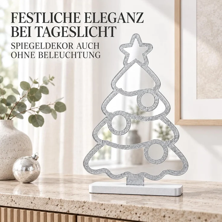 LED Infinity Spiegel Tannenbaum 28 cm mit Timer, bunte Weihnachtsdeko innen – Bild 7