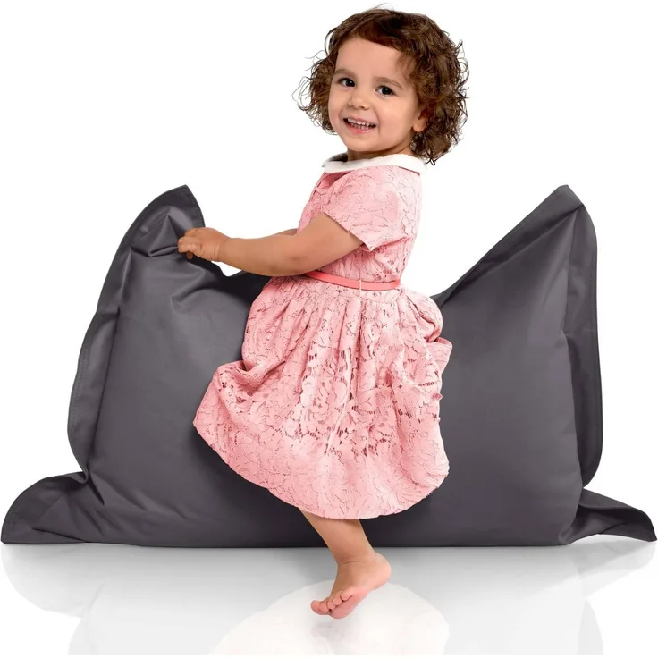 Green Bean® Kinder-Sitzsack 70x100cm & 70 Liter EPS-Perlen Füllung - Indoor & Outdoor Bean Bag Sitzkissen - Anthrazit