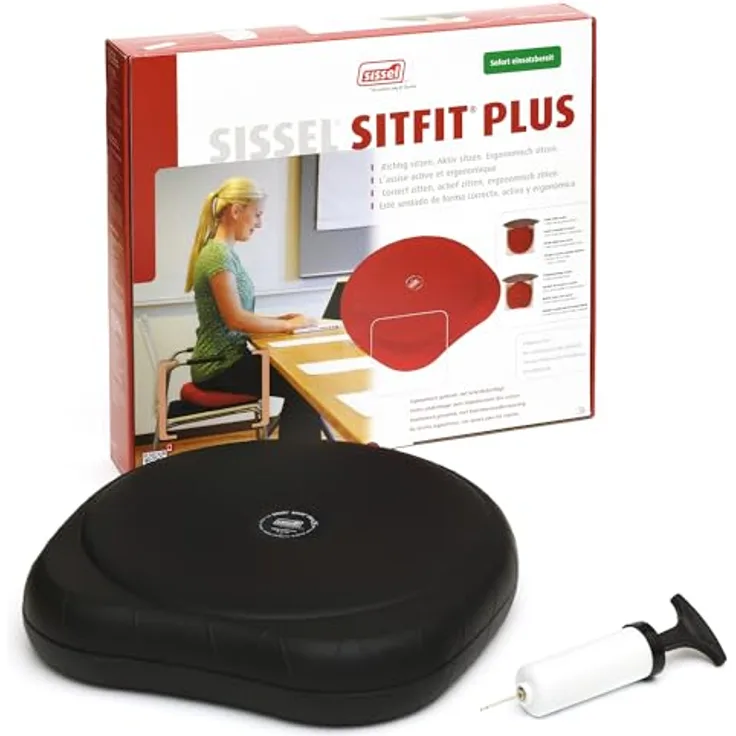 SISSEL SITFIT Plus, Luftgefülltes Sitzkissen für Balance und Sitzhaltung, Ø 37 cm, schwarz, made in Germany