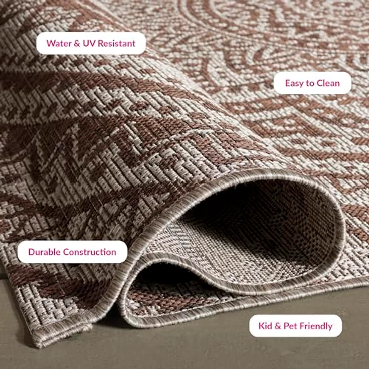 SAFAVIEH Zeitgenössische Teppich für Wohnzimmer, Esszimmer, Schlafzimmer - Courtyard Collection, Kurzer Flor, Hellbeige und Hellbraun, 160 X 231 cm – Bild 11