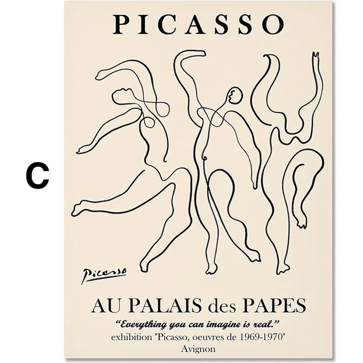 Poster Picasso Matisse Museum Abstrakt Retro Porträt | Bilder Wohnzimmer | Wandbilder Schlafzimmer | Deko Print ohne Rahmen | Bilder - C / 40 x 60 cm
