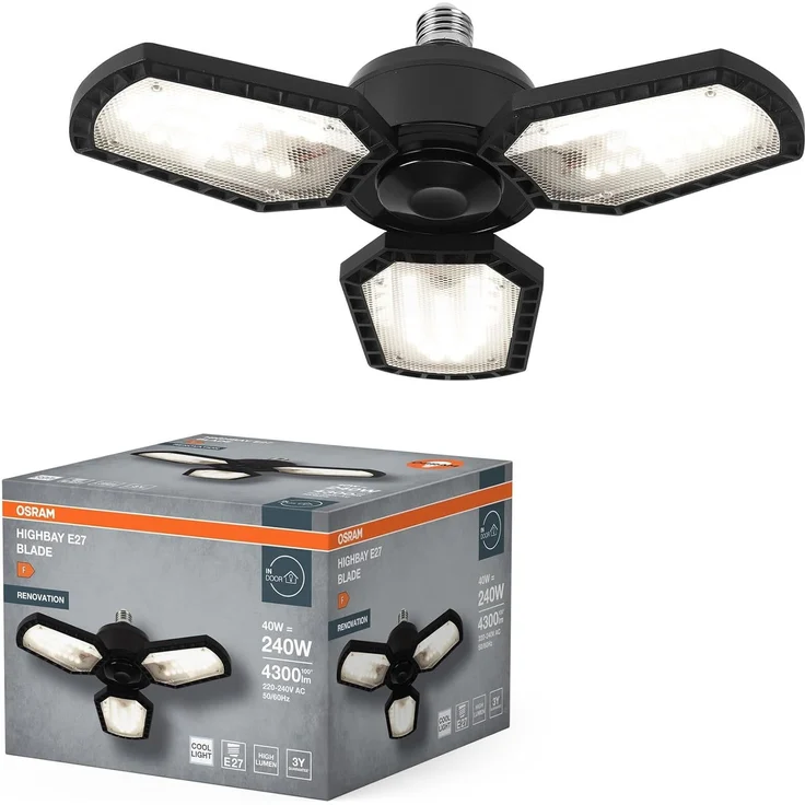 OSRAM LED-Deckenleuchte, E27, 40W, 4000K, EEK: F, 4300lm, IP20, schwarz