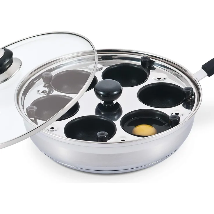 Eggssentials Eiermacher, FDA-zertifiziert, lebensmittelecht, PFOA-frei 6 Cup Egg Poacher edelstahl