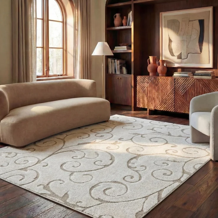 SAFAVIEH Zottelig Teppich für Wohnzimmer, Esszimmer, Schlafzimmer - Florida Shag Collection, Hoher Flor, Creme und Beige, 183 X 274 cm