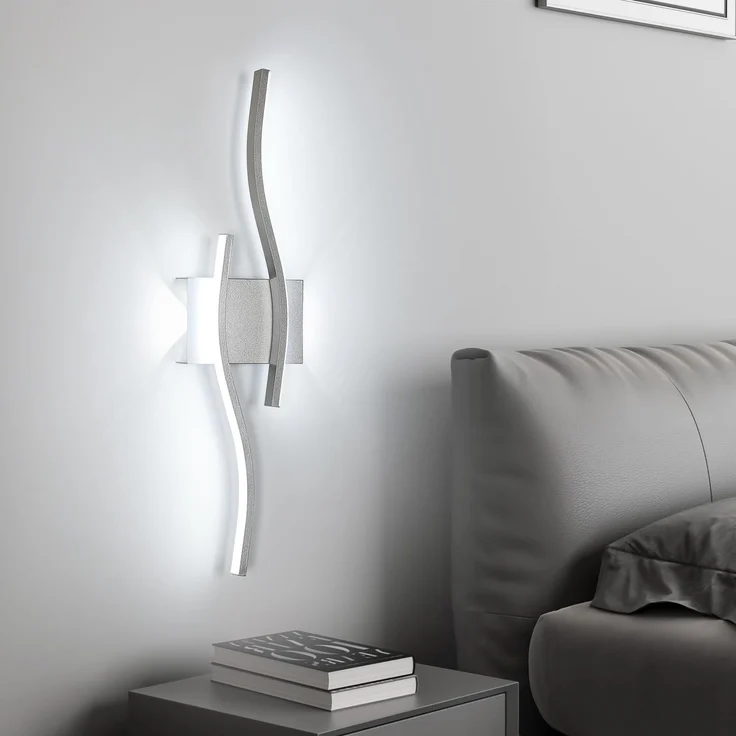 Goeco LED Wandleuchte Innen, 20W 59CM LED Wandlampe Silbern 2 Fimmig 6500K kaltweißes Licht, Modern Lange Lampen Wandleuchtung aus Acryl für Flur Treppenhaus Wohnzimmer Schlafzimmer Flur – Bild 1