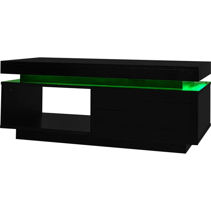 ZUBALIYA Wohnzimmerset 181x38x38 cm, mit LED-Beleuchtung, Hochglanz, aus Spanplatte, Schwarz – Bild 10