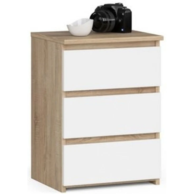 Home Collective Kommode 40 cm breit Holz Highboard Sideboard für Flur Schlafzimmer Wohnzimmer (Mehrzweckschrank Schrank schmal Kommode Schlafzimmer mit Schubladen), Kinderzimmer Organizer, 57 cm hoch mit 3 Schubladen sonoma Eiche-weiß – Bild 6