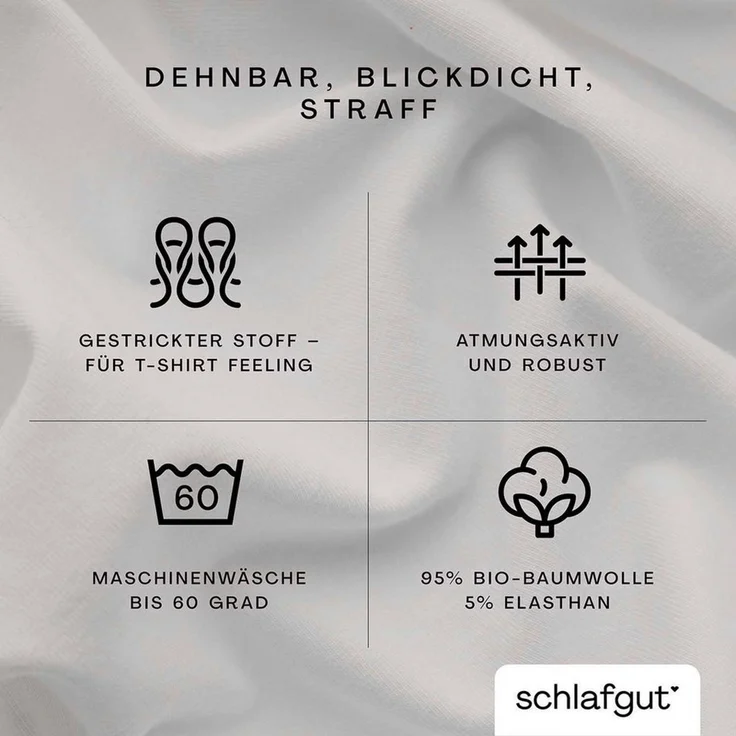 Schlafgut 'PURE TOPPER' Spannbettlaken, für Topper bis 10 cm Höhe, Sand Light, M 120x200cm - 130x220cm, 100% Bio-Baumwolle – Bild 3