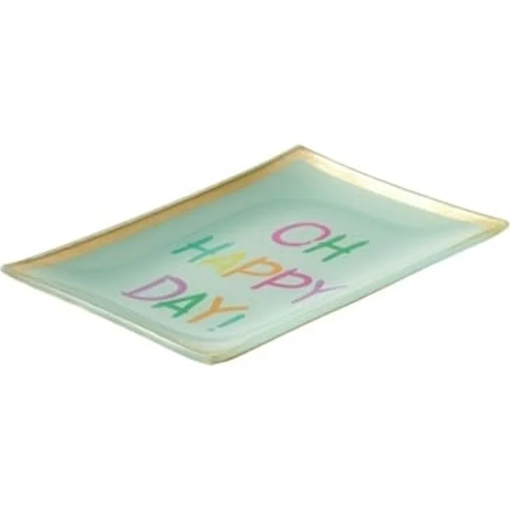 Giftcompany Glasteller Love Plates Happy Day Dekoteller 14x10cm Grün 1127104008 – Bild 3