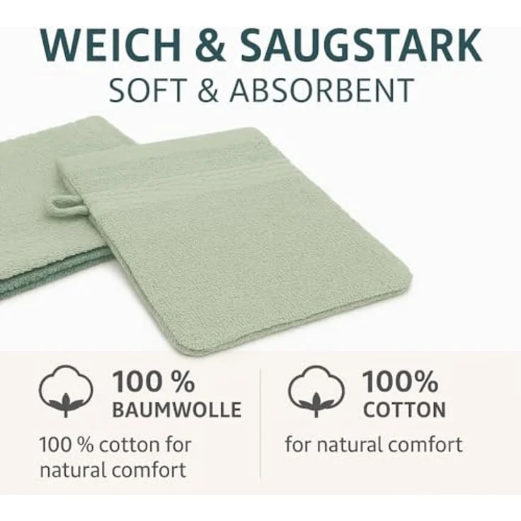 Betz Waschhandschuh 10 Stück Waschhandschuhe Premium 16x21 cm Farbe heugrün - tannengrün, (10-St) – Bild 5
