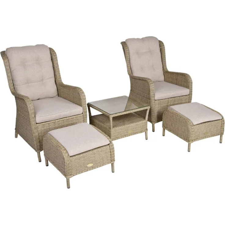 Sessel-Set Valencia aus Stahl, Kunststoffgeflecht und Polyester
