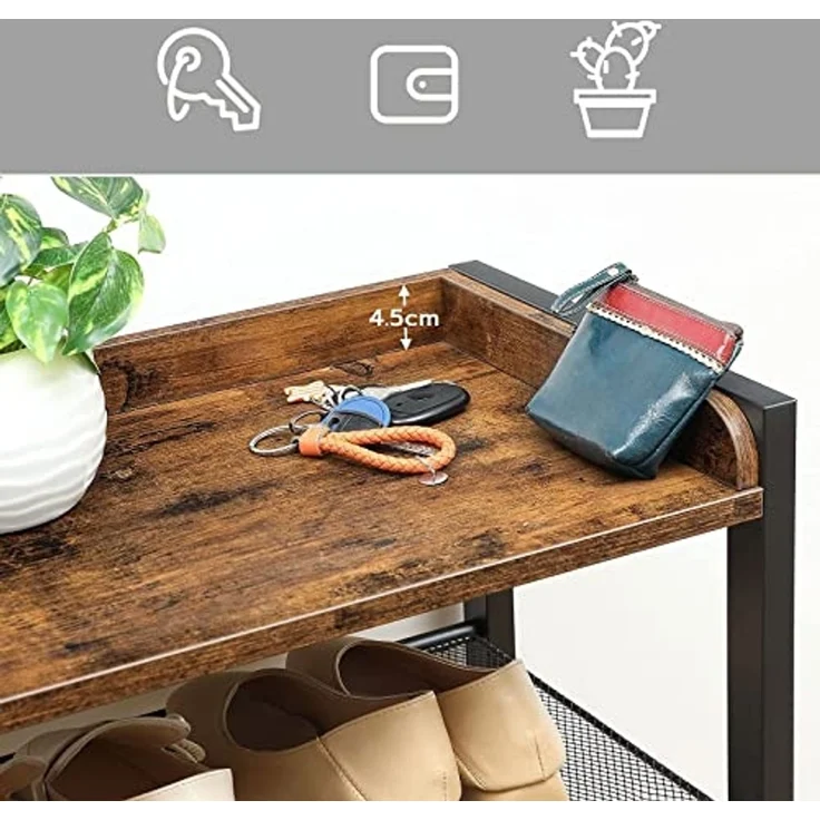HOOBRO Schuhregal mit 8 Ebenen, Schmale Schuhablage, Schuhschrank, für 14-16 Paar Schuhe, Platzsparend, für Eingang, Flur, Wohnzimmer, Dunkelbraun-Schwarz EBF48XJ01 – Bild 4