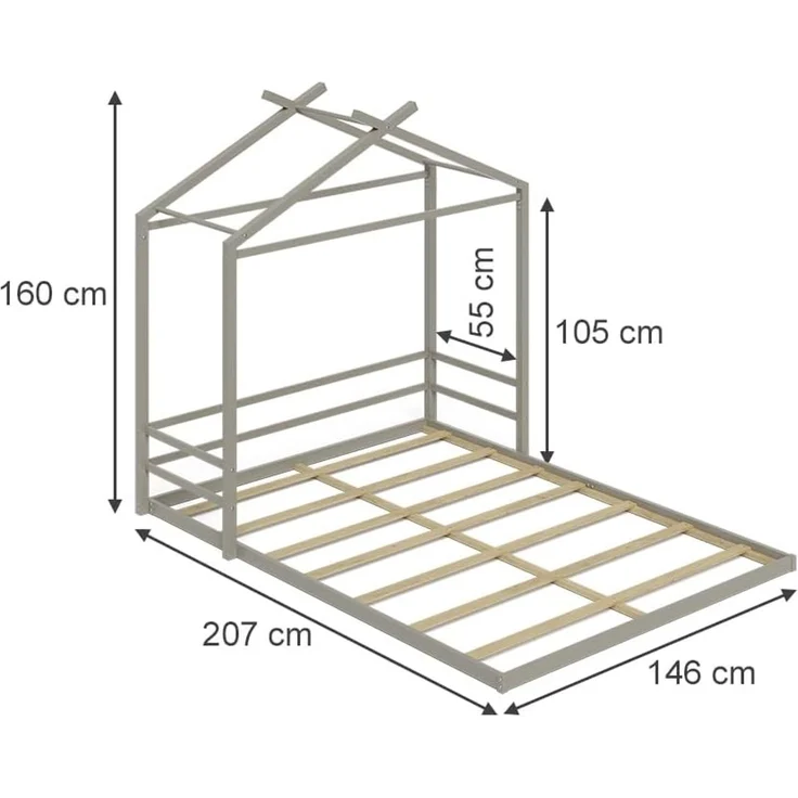 Bodenbett Roofy Greige 140x200 Vitalispa – Bild 3