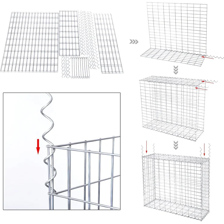 SONGMICS Gabionenkörbe, verzinkt, Metall silber, 100 x 80 x 30 cm, 10 Stück – Bild 3