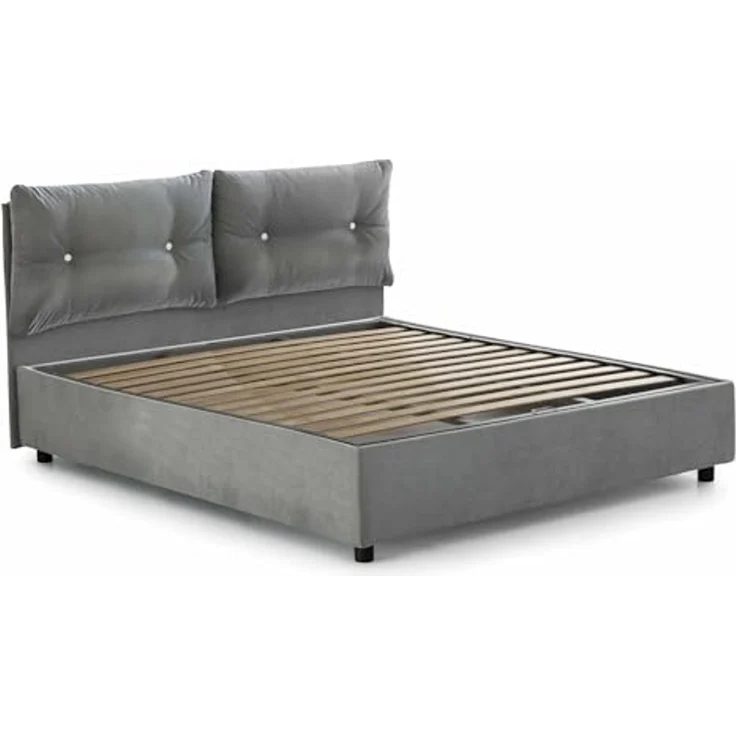 Talamo Italia - Doppelbett Petra, Bettkasten mit Stoffbezug, 100 % Made in Italy, Öffnung vorne, inklusive Matratze 160x200 cm, Grau – Bild 6