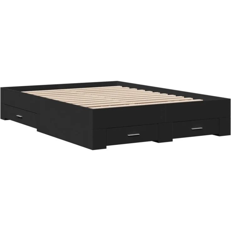 vidaXL Bettgestell mit Schubladen Schwarz 140x190 cm Holzwerkstoff 3280399 – Bild 5