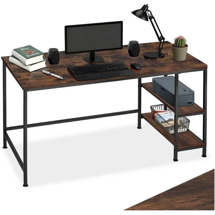 tectake Schreibtisch Computer-Schreibtisch (1-St, 1 tlg), Geradliniger Computer-Schreibtisch im minimalistischen Industrie-Stil – Bild 5