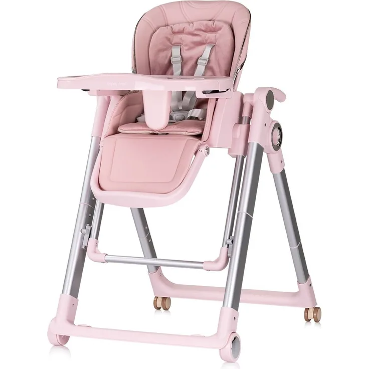 Chipolino Kinderhochstuhl 2 in 1 Super Chef Babyschaukel, Fußstütze, klappbar rosa
