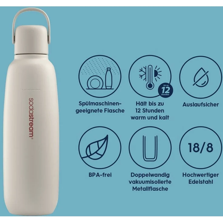 SodaStream Thermoflasche Metallflasche Fizz&go COOL DWS, 0,9 l, Trinkflasche, kompatibel mit SodaStream DUO, E-DUO, TERRA, ART & ENSO Wassersprudler – Bild 3
