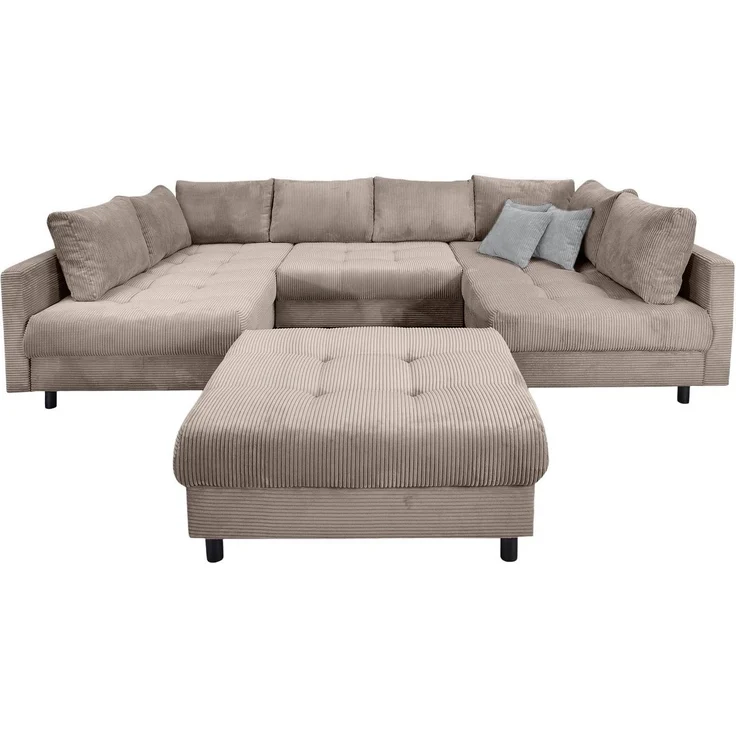 OTTO home Wohnlandschaft Antonia U-Form, B: 298 cm, Wohnlandschaft, Rückenkissen, 2 ottomane, Komfortablem Bonnelfederkern – Bild 2