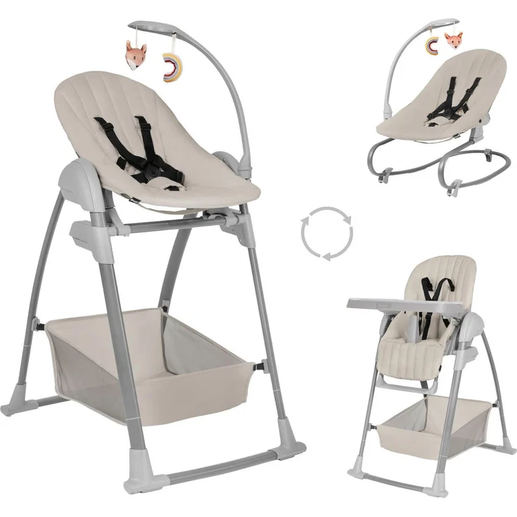 Hauck 3in1 Hochstuhl Set mit Wippe Sit N Relax Beige – Bild 1