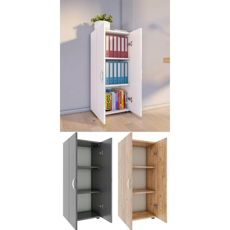 VCM Büroschrank Ulas 918433 Weiß H. 108 x B. 49 x T. 34 cm – Bild 5