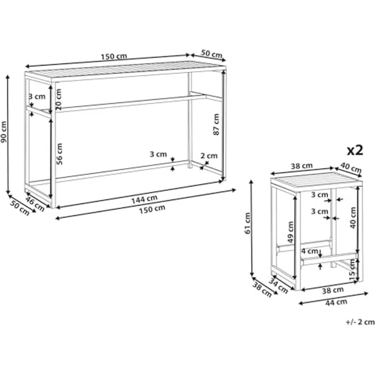 Gartenbar Set 2-Sitzer AVETRANA Hellgrün Metall – Bild 3