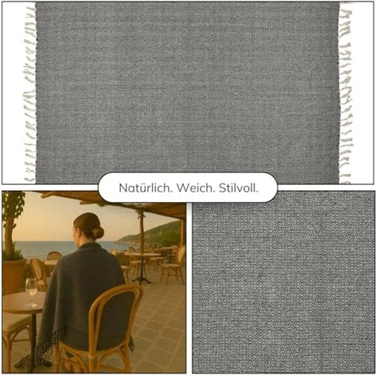 Marrakesch Orient & Mediterran Interior Tagesdecke 2er Set Calix Tagesdecke Decke Dunkelgrau 125x150 aus Baumwolle, Boho – Bild 5
