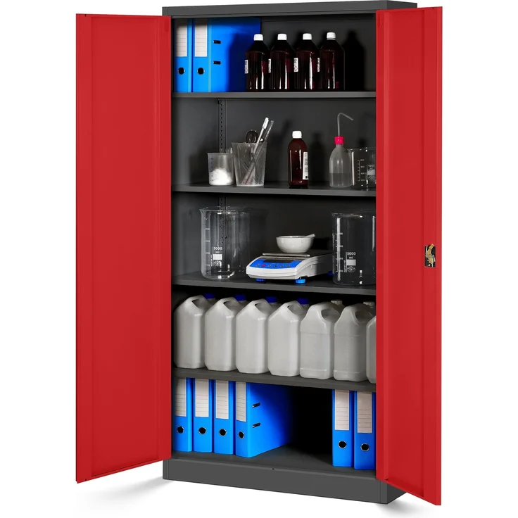 Aktenschrank Büroschrank Stahlschrank anthrazit-rot 195 x 90 x 40 – Bild 3