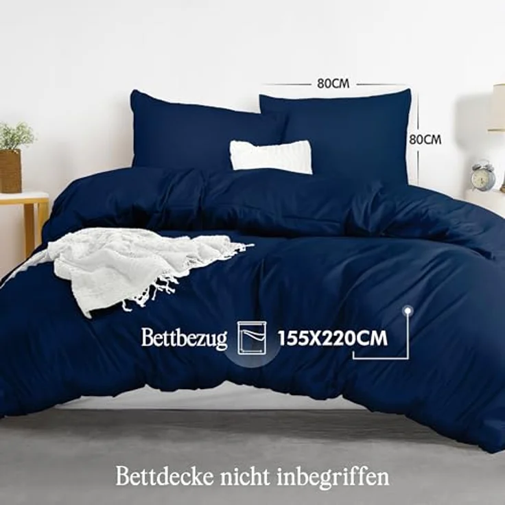 Utopia Bedding Bettwäsche 155x220 - Mikrofaser Bettbezug 155x220 cm + 2 Kissenbezüge 80x80 cm - Marineblau – Bild 6