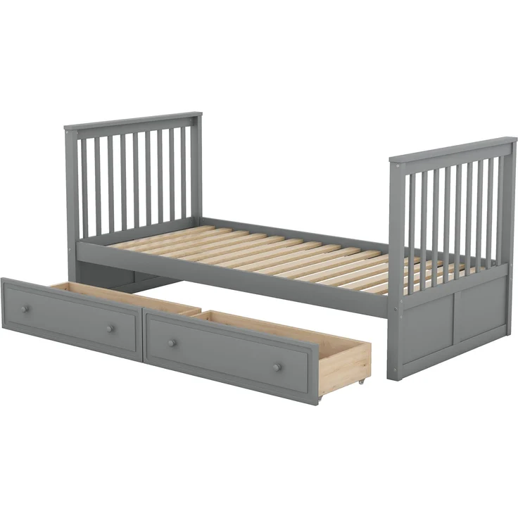 Etagenbett mit 2 Schubladen, stapelbares Hochbett umwandelbar in 2 Einzelbetten, platzsparendes Doppelbett für Kinder & Jugendliche,Grau – Bild 10