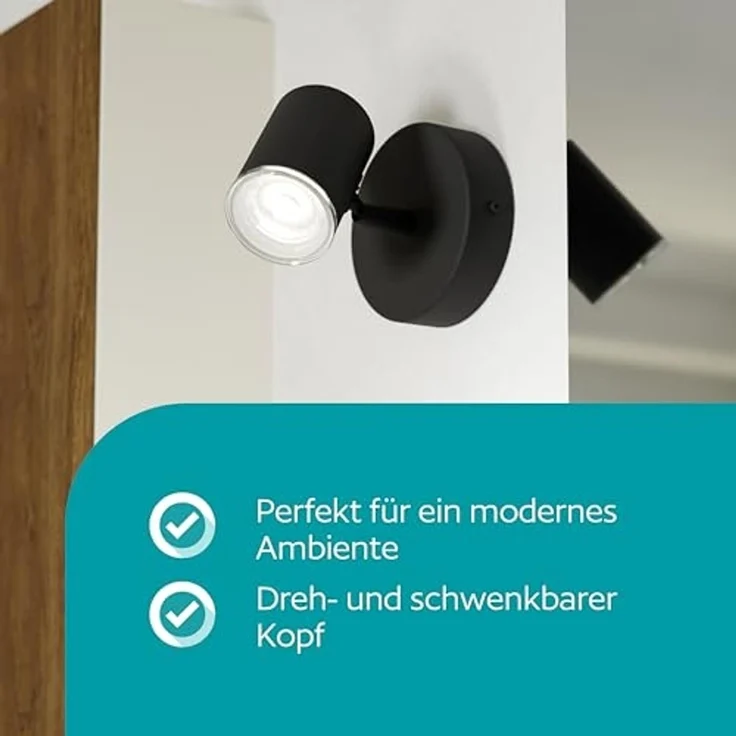 EGLO Deckenleuchte CONSUMA 1 Spotlampe - Stahl - GU10 - 1X5W - IP44, ohne Leuchtmittel, Wandleuchte, Wandspot, schwenkbar, Strahler, L11 x H11,5 x AL13 cm – Bild 3