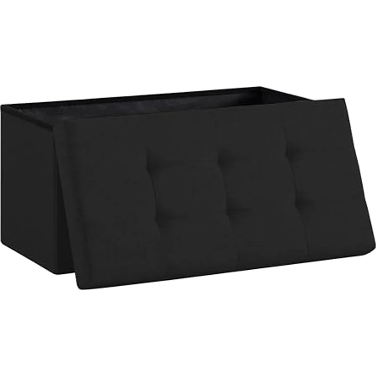 Zedelmaier Sitzbank mit Stauraum Sitzhocker faltbar belastbar bis 300 kg 76 x 38 x 38 cm (Dunkles Schwarz) – Bild 2