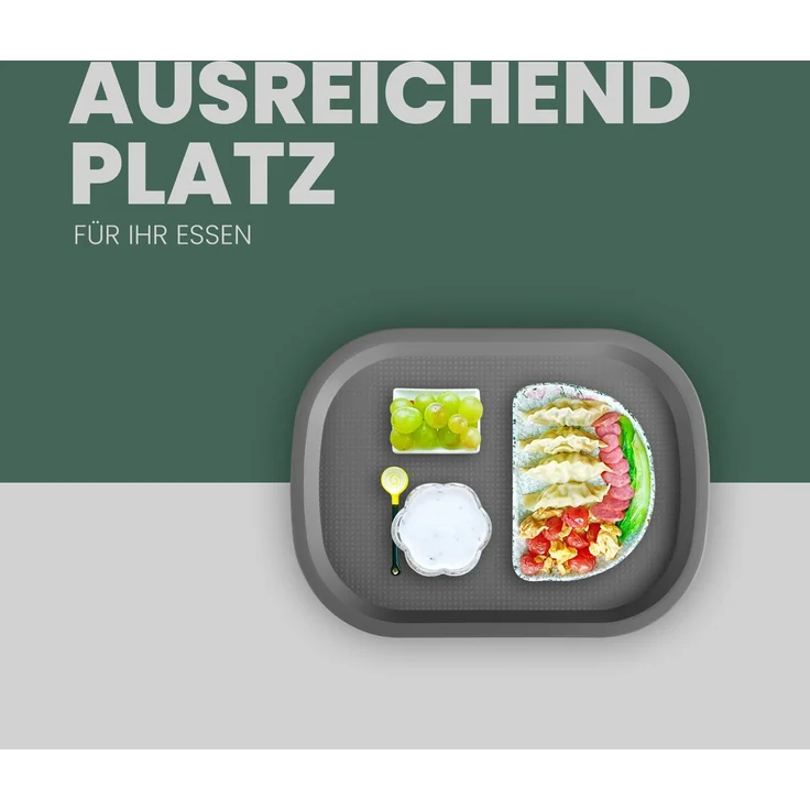 Tablett Kunststoff - 37,7cm x 27,7cm Grau 2er-Pack – Bild 5
