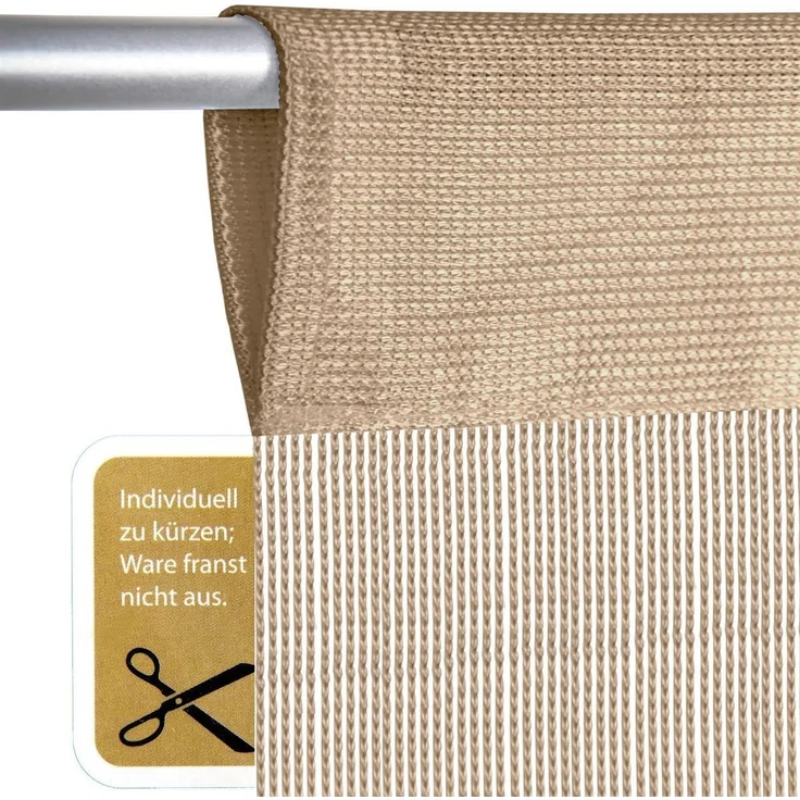 Fadenvorhang mit Stangendurchzug, individuell kürzbare Gardine, moderner und eleganter Dekorationsartikel in vielen Farben und Ausführungen Stangendurchzug Creme 90x250 cm – Bild 5