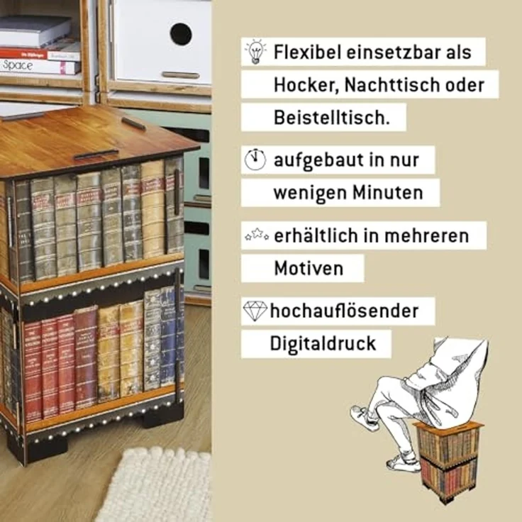 WERKHAUS® Hocker Werkhaus Photohocker SH8183 Antike Bücher Sitzhocker, Fotohocker 183 - Antike Bücher – Bild 5