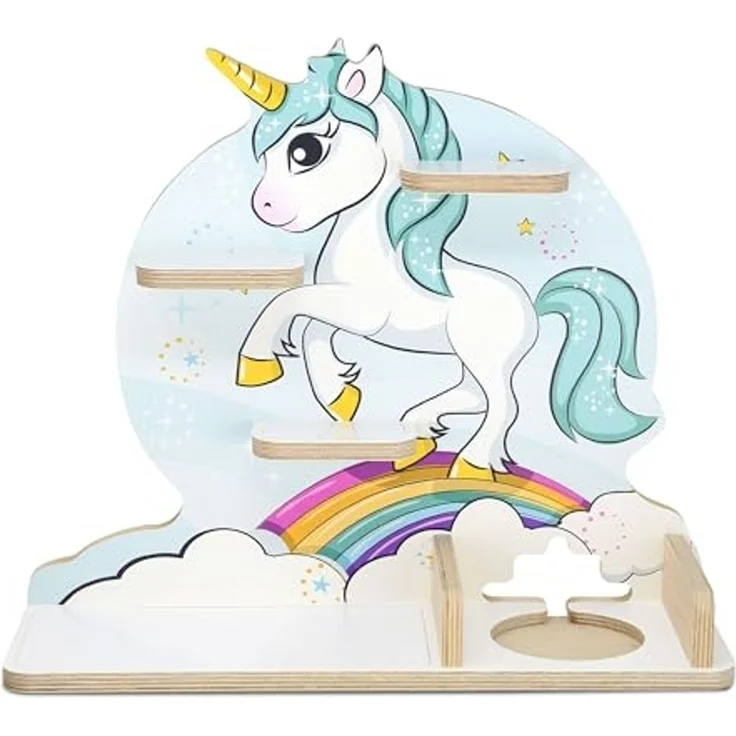 stadtecken Kinder Regal für Musikbox I Geeignet für die Toniebox und ca. 50 Tonies I Perfekte Aufbewahrung für Kinderzimmer I zum Aufstellen oder Aufhängen (Einhorn, Mittel) – Bild 4