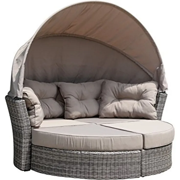 Relaxinsel MARBELLA, Alu + Polyrattan grau bicolor, Polster taupe