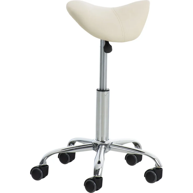 DELUKE® 2er Sattelhocker mit Rollen VOULI Höhenverstellbar, Drehbar Kunstleder pflegeleicht Rollhocker Arbeitshocker Praxishocker Arzthocker Bürohocker Drehhocker Creme – Bild 3